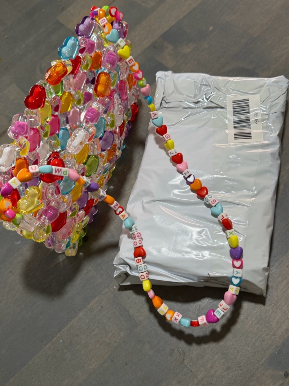 Heart Beaded Mini Bag - Multicolor